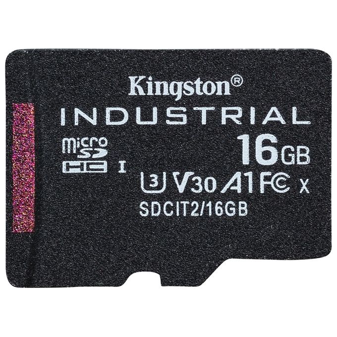 Kingston Technology SDCIT2-16GBSP Scheda microSDHC Industriale 16GB C10 A1 pSLC UHS-I V30 100MB-s lettura 80MB-s scrittura colore Nero