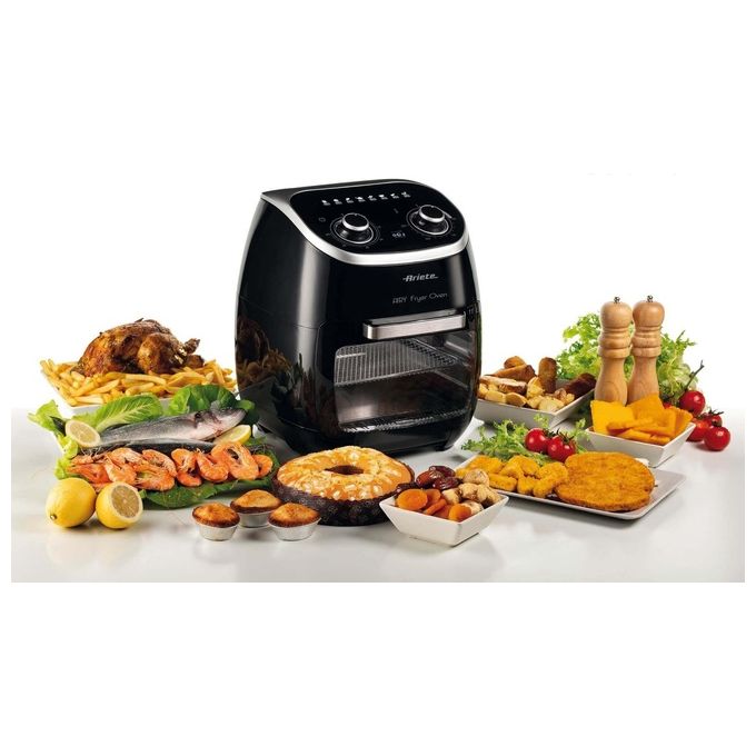 Ariete 4619 Friggitrice ad aria 11 L 2000 W Forno Elettrico Girarrosto Essiccatore 8 Programmi colore Nero