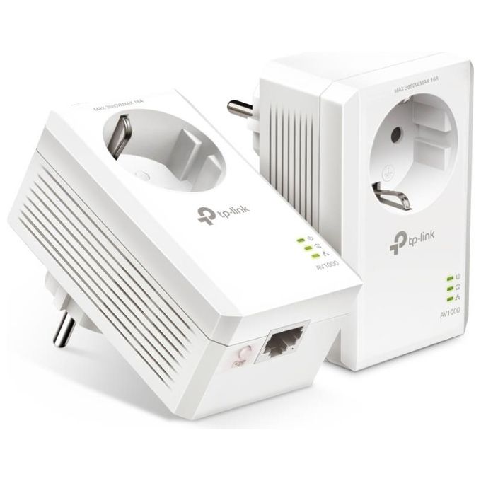 TP-Link 124479 TL-PA7019P KIT Adattatore Powerline Gigabit 1000 Mbit-s con Presa Integrata 2 pezzi colore Bianco