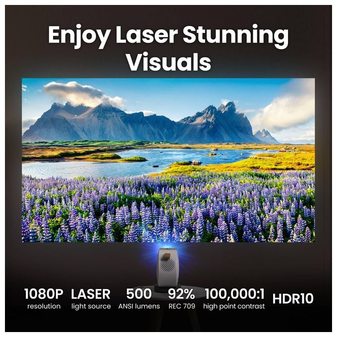 BenQ GV50 Videoproiettore Portatile DLP 1080p 500 ANSI lumen Laser Google TV Autofocus Bluetooth 18W colore Bianco
