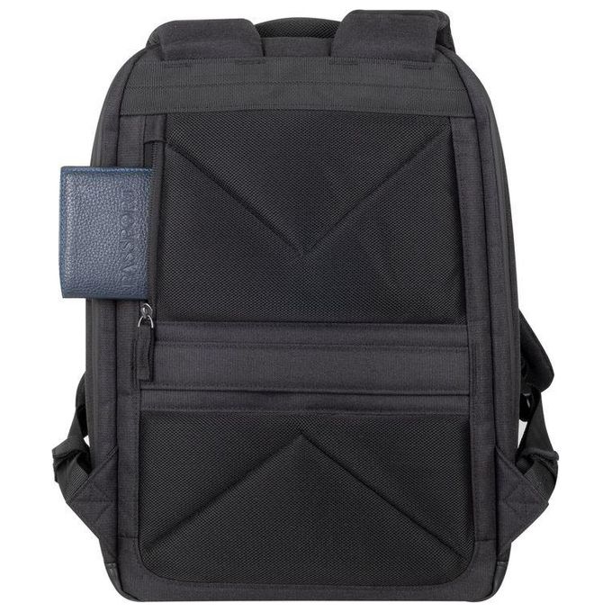 RivaCase 8126 BLACK Zaino Eco per Laptop Compatibile con 14 e Mac Air 15 Pollici in Poliestere Riciclato RPET Impermeabile con Scomparto Imbottito per Dispositivi Protezione Laterale e Inserto Antishock Colore Nero