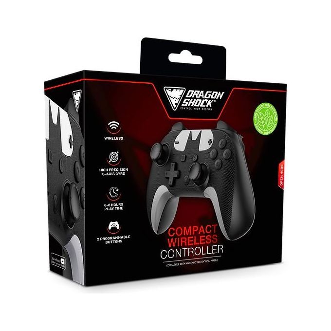 Dragonshock DSCNSW-B PopTop Compact Gamepad Wireless Bluetooth per Nintendo Switch con Pulsanti Programmabili e Batteria 550 mAh colore Nero Bianco