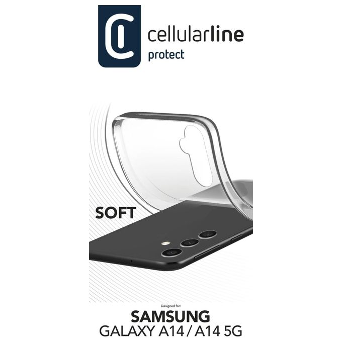 Cellularline SOFTGALA14T Soft Cover Samsung Galaxy A14 4G 5G TPU Ultra Sottile colore Trasparente