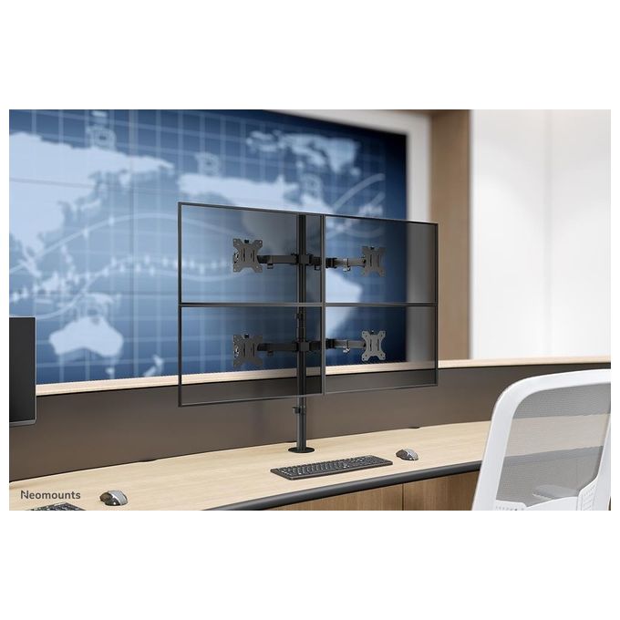 Neomounts FPMA-D550D4BLACK Braccio da Scrivania Full Motion per 4 Monitor 13'' 32'' 6 Kg VESA 75x75 100x100 colore Nero