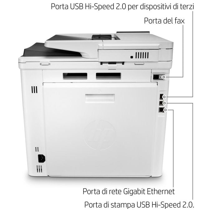 HP 3QA55A Color LaserJet Enterprise MFP M480f Stampante Multifunzione Laser A4 27 ppm colori Fronte Retro Automatico Fax USB Ethernet colore Bianco