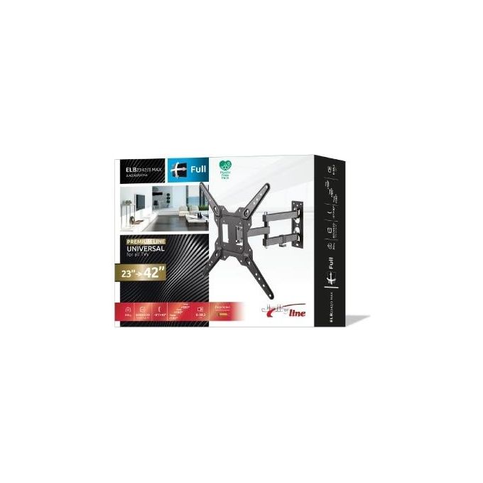 G.B.S. Elettronica 42865-EXTRA ELB-2342-3 MAX Supporto Universale per TV 23''-42'' Portata 30 Kg VESA 400x400 Rotazione ±90° Inclinazione -3° +10° colore Nero
