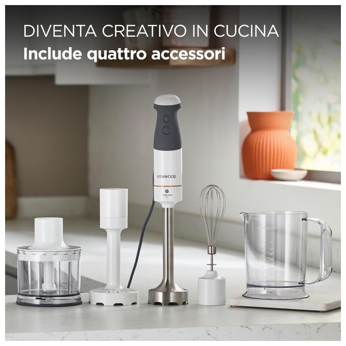 Kenwood HBM40306WH Triblade XL Frullatore ad Immersione 850W 2 velocita' becher 0.75L colore Bianco