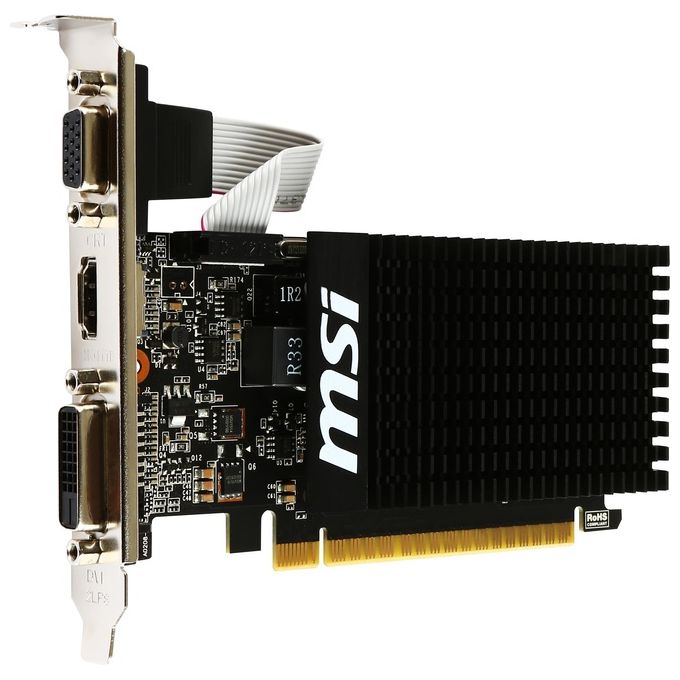 MSI GeForce GT710 2GD3H LP Scheda Grafica, 2 GB GDDR3, PCI Express 2.0, HDMI + DL-DVI-D, Nero
