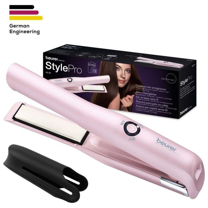 Beurer 59331 HS 20 Piastra per Capelli Senza Fili 3 Livelli Temperatura 160 200 C Ceramica Tourmalina colore Rosa