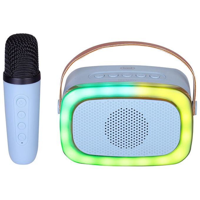 Trevi XR 8A01 MINIPARTY Altoparlante Karaoke Portatile 10W Bluetooth USB Micro SD AUX IN con Microfono Wireless e Disco Light colore Blu