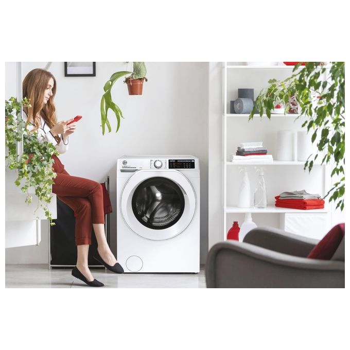 Hoover H-WASH 500 HW 28AM-1-S - Lavatrice a Carica Frontale 8 kg, 1400 rpm, Classe Energetica A, Motore Eco-Power Inverter con Funzioni Smart e Igiene Plus (85×60×53 cm), Colore Bianco