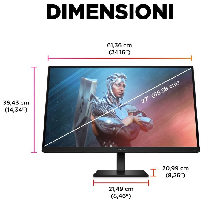 HP 780F9AA#ABB OMEN Monitor da gaming 27'' FHD 165 Hz IPS 1 ms HDR400 colore Nero