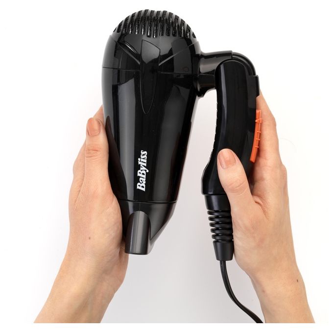 Babyliss 5344E Asciugacapelli da Viaggio 2000W Leggero e Compatto con Manico Pieghevole Doppio Voltaggio Nero