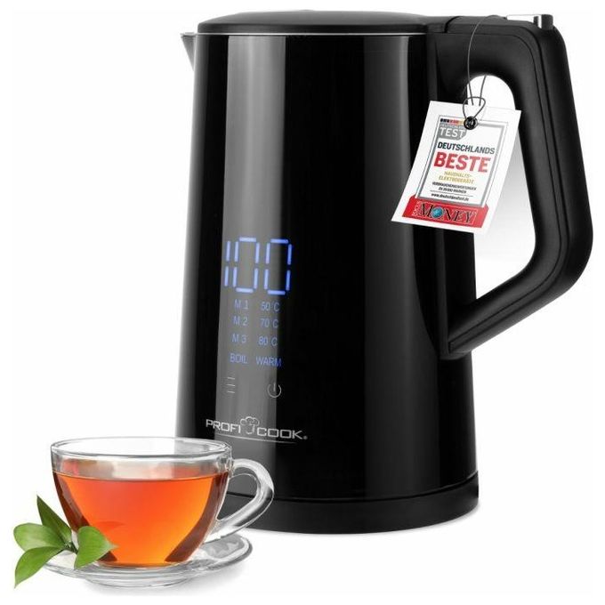 ProfiCook 501243 Bollitore PC WKS 1243 Regolazione Temperatura 50 100 C Funzione Keep Warm 1 7 L Acciaio Inox Senza BPA colore Nero