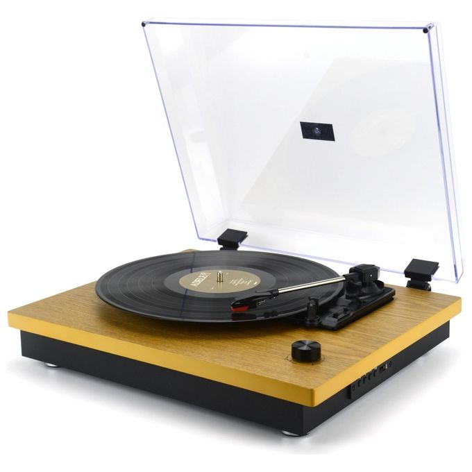New Majestic TT 53 Giradischi Vintage 33 45 78 Giri Bluetooth 5.4 USB REC Altoparlanti Incorporati Uscita RCA colore Nero Giallo