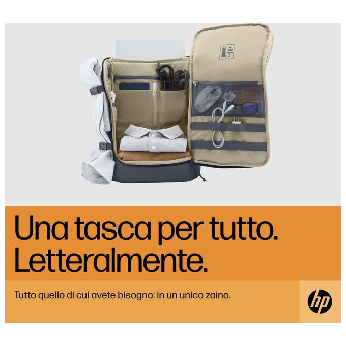 HP 6B8U5AA Travel Zaino per Laptop 15,6'' 25 L Resistente all'Acqua Poliestere Riciclato colore Blu