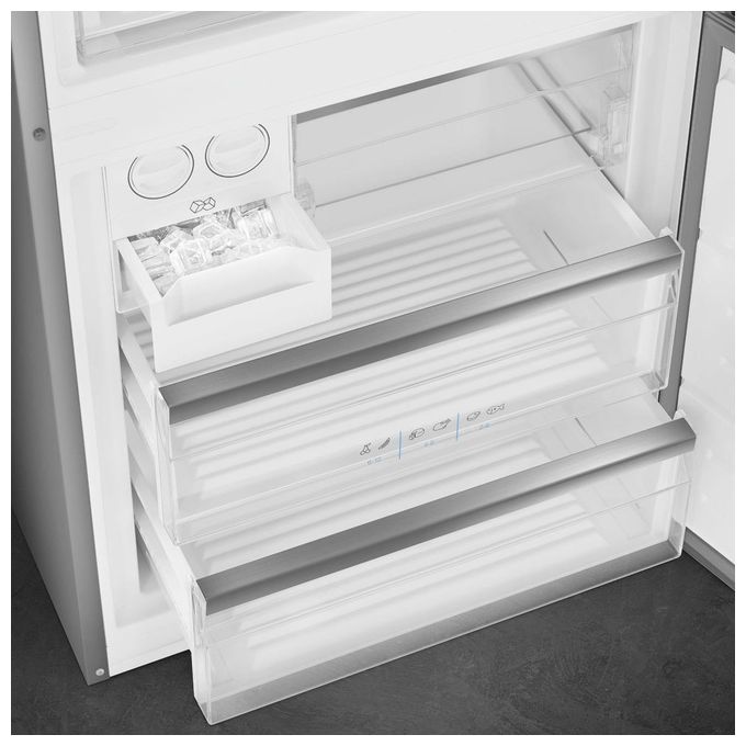 Smeg FC48XDNE Frigorifero Combinato 481 L 192 cm Classe E 41 dB No Frost Total Inverter Display LED colore Inox