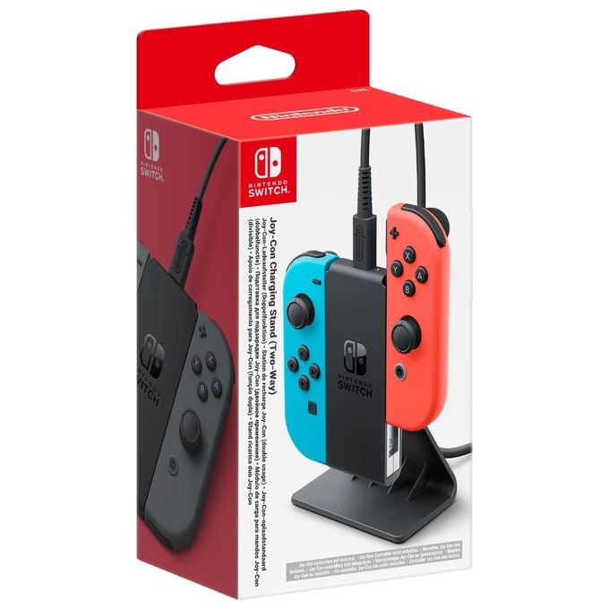 Nintendo JOY‐CON CHARGING STAND (TWO‐WAY) Stand Ricarica Duo Joy-Con per Nintendo Switch Compatibile con Controller NES Ricarica 2 Dispositivi Cavo USB-C Incluso colore Nero