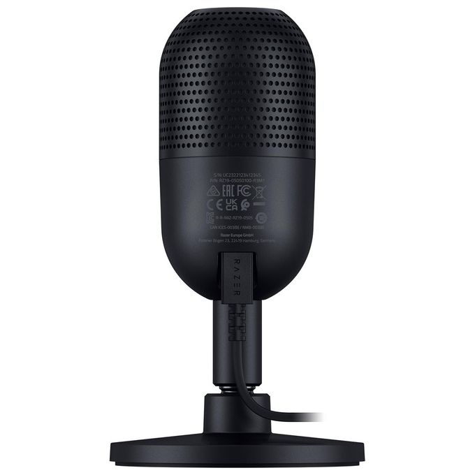 Razer RZ19-05050100-R3M1 Seiren V3 Mini Microfono da Tavolo USB Ultracompatto Capsula 14 mm Supercardioide Tap-to-Mute con LED Supporto Regolabile colore Nero