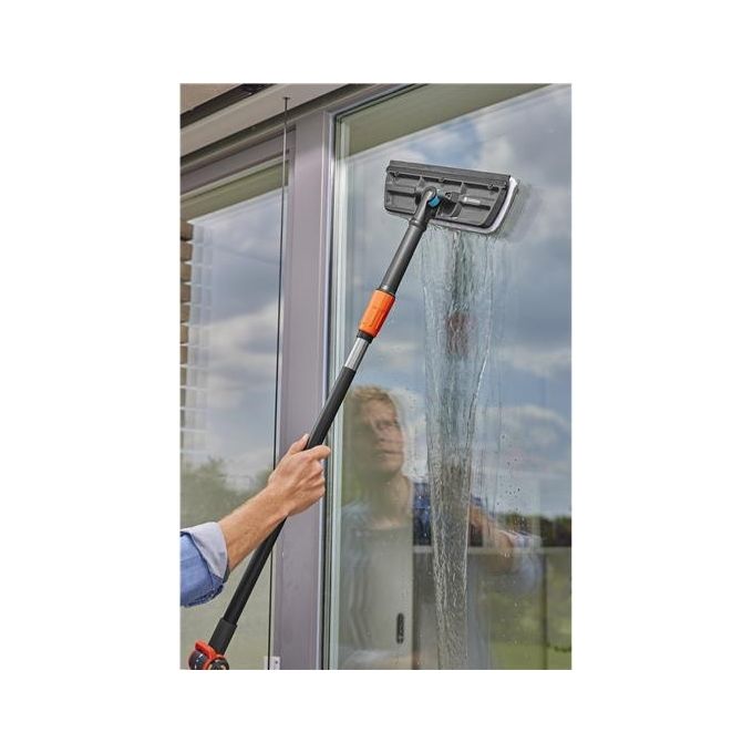 Gardena 18808-20 Cleansystem Tergivetro ad Acqua 31 cm Panno Microfibra Spatola Gomma Snodo 360°