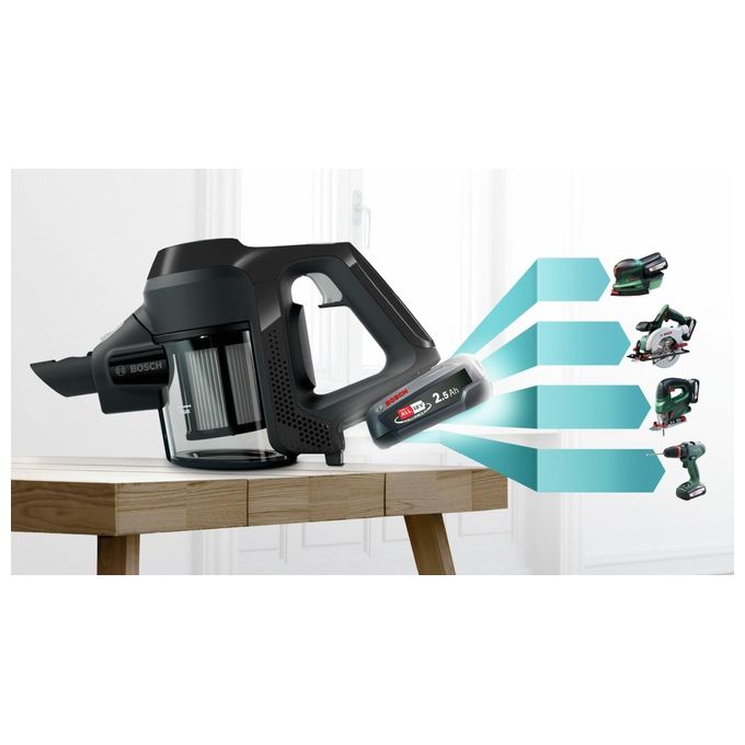 Bosch BBS611BSC Serie 6 Aspirapolvere a bastone 2 in 1 senza sacchetto 18V 30 min autonomia colore Nero