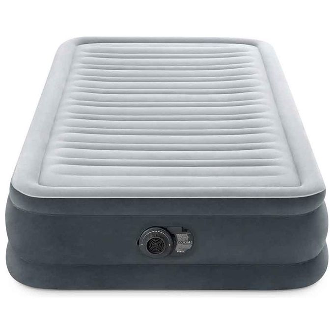 Intex 67766ND Comfort Plush Materasso Gonfiabile Singolo Fiber-Tech Pompa Elettrica Integrata 99x191x33 cm colore Grigio