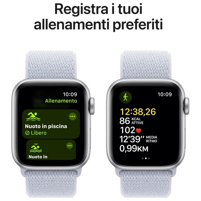 Apple MXGE3QL-A Apple Watch SE Smartwatch GPS + Cellular 40 mm Cassa in Alluminio Argento con Cinturino Sport Loop Blu Tempesta colore Blu Tempesta