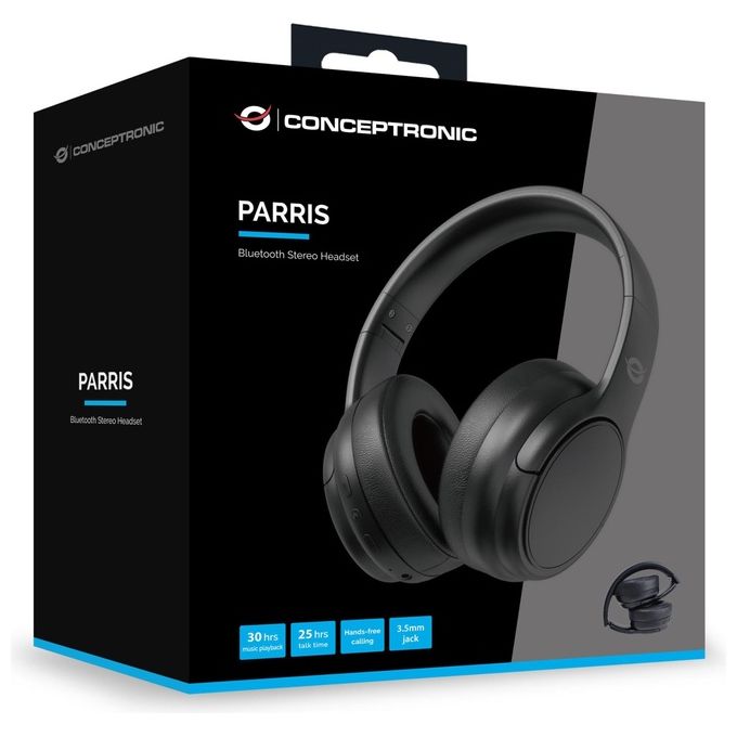 Conceptronic PARRIS03B Cuffia con Cavo e Senza Cavo a Padiglione Bluetooth Nero