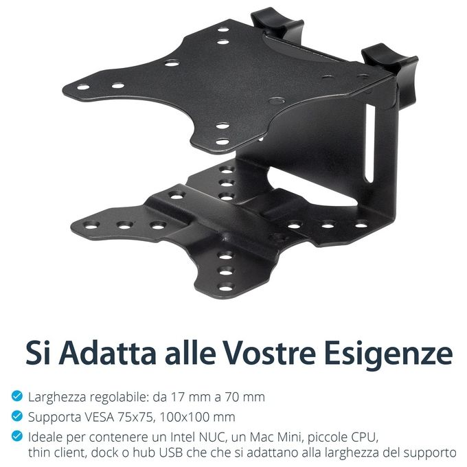 StarTech ACCSMNT Supporto VESA Thin Client Montaggio Sotto Scrivania VESA 75x75 100x100 mm fino a 5 Kg colore Nero