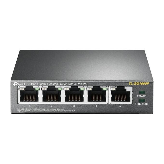 TP-LINK TL-SG1005P Switch unmanaged 4 x 10-100-1000 (PoE) + 10-100-1000 desktop PoE (56 W)