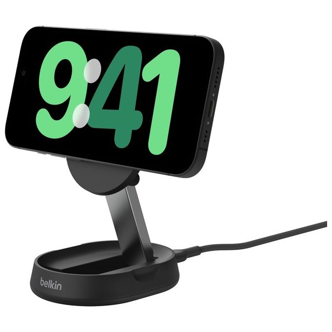 Belkin WIA008BTBK Supporto di Ricarica Wireless Qi2 15W Convertibile con Cavo USB-C 1,5 m colore Nero