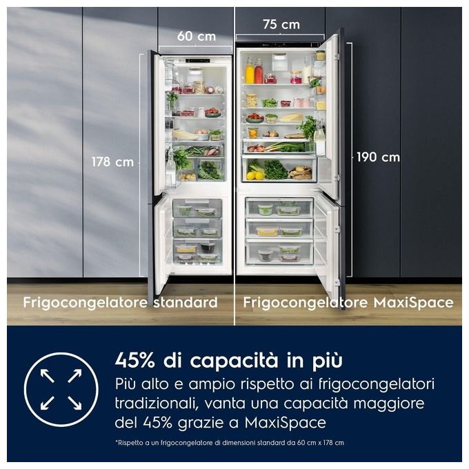 Electrolux KNR7TE75S Serie 700 Frigorifero Combinato da Incasso 376 L 188 cm Classe E 35 dB Total No Frost colore Bianco