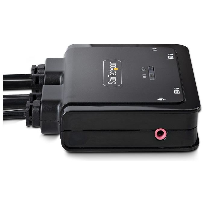 StarTech.com C2-D46-UAC-CBL-KVM Switch KVM ibrido a 2 porte con cavi integrati USB-A DisplayPort Audio 1.8 m e USB-C 1.2 m Risoluzione 5120 x 1440 Pixel 60 Hz Alimentazione USB colore Nero