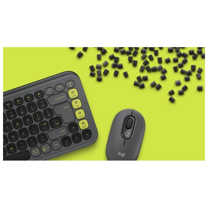 Logitech 920-013115 POP ICON COMBO Tastiera e Mouse Bluetooth Programmabili QWERTY ITA Silenzioso con Tasti a Basso Profilo e App Logi Options+ colore Grafite