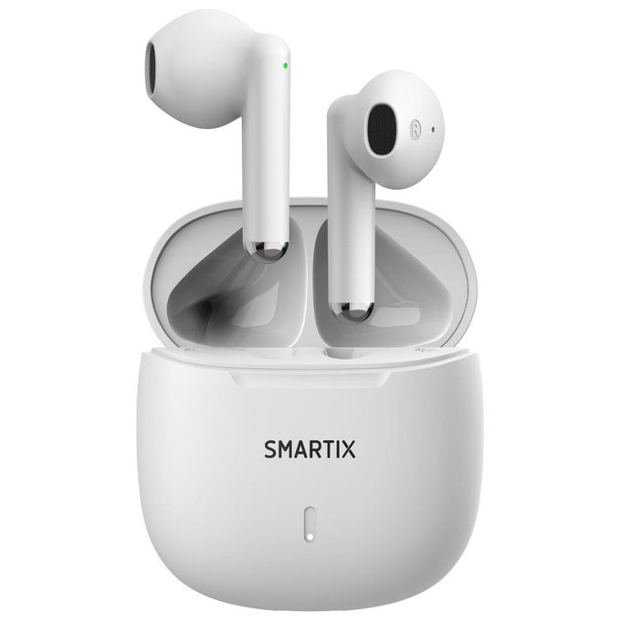 Atlantis Smartix Tws Sm60-fi9-w Bt V5.3 Auricolare Custodia con Funzione di Ricarica Include Battery Bank da 300ma Bianco