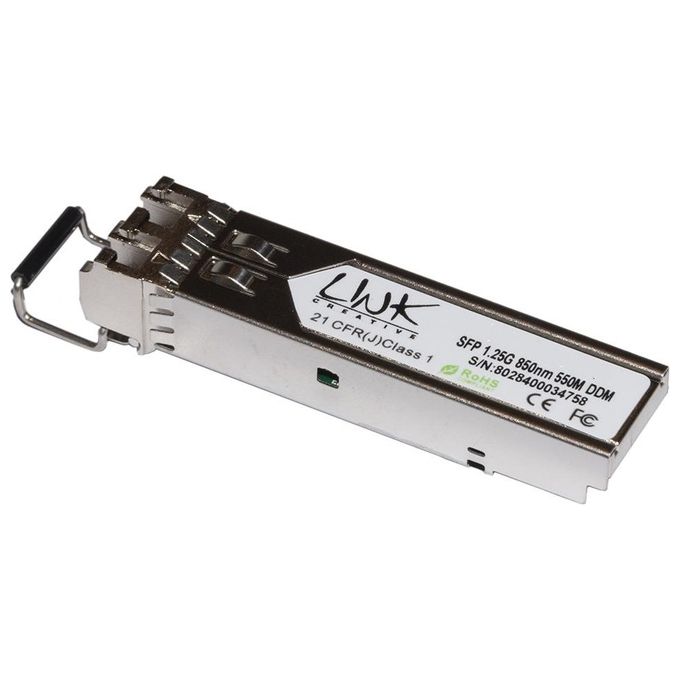 Link Modulo Minigbic Industriale Sfp Multimode Lc Duplex 1000base-sx 850nm 1.25 Gbps 550mt con Ddm