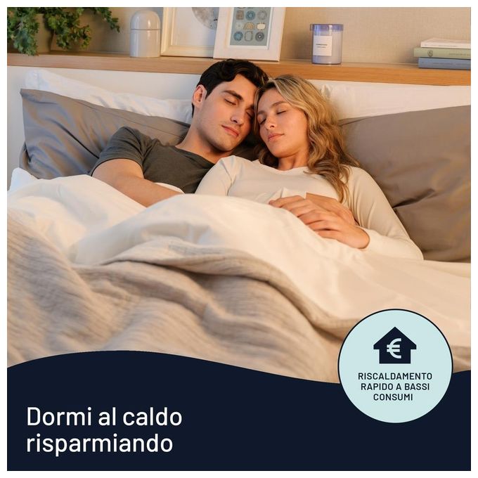 Imetec 16800B Comfort Scaldasonno Matrimoniale 150x160 cm 2 Temperature 150W Sistema Sicurezza ElectroBlock colore Bianco