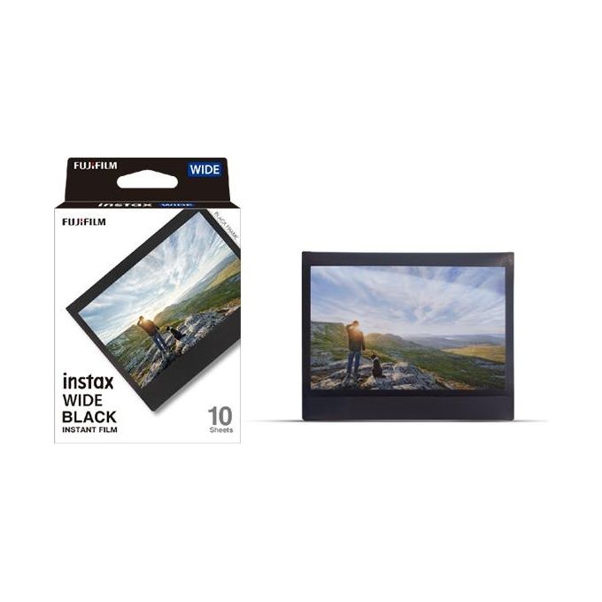 Fujifilm 16745028 INSTAX Wide Pellicola Istantanea ISO 800 10 Scatti 99x62 mm colore Nero