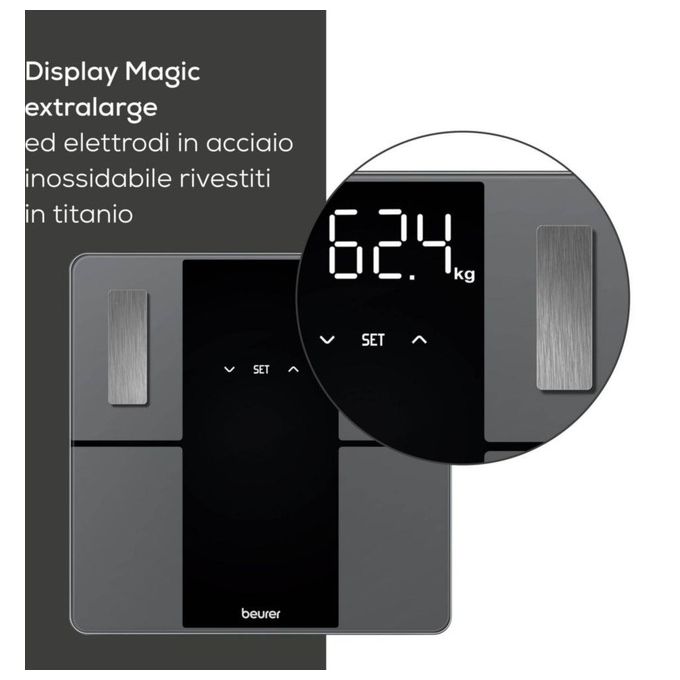 Beurer BF500BT Super Black Edition Bilancia Pesapersone Diagnostica Bluetooth 8 utenti 180 Kg colore Nero