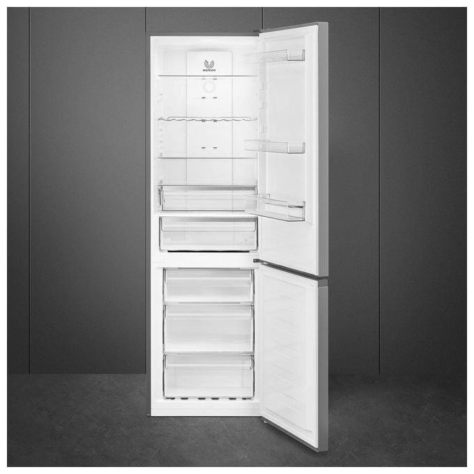 Smeg RC18XDNE Frigorifero Combinato 300 L 185 cm Classe E 38 dB No Frost MultiFlow Display LED (185x60x59 cm) colore Acciaio Inox
