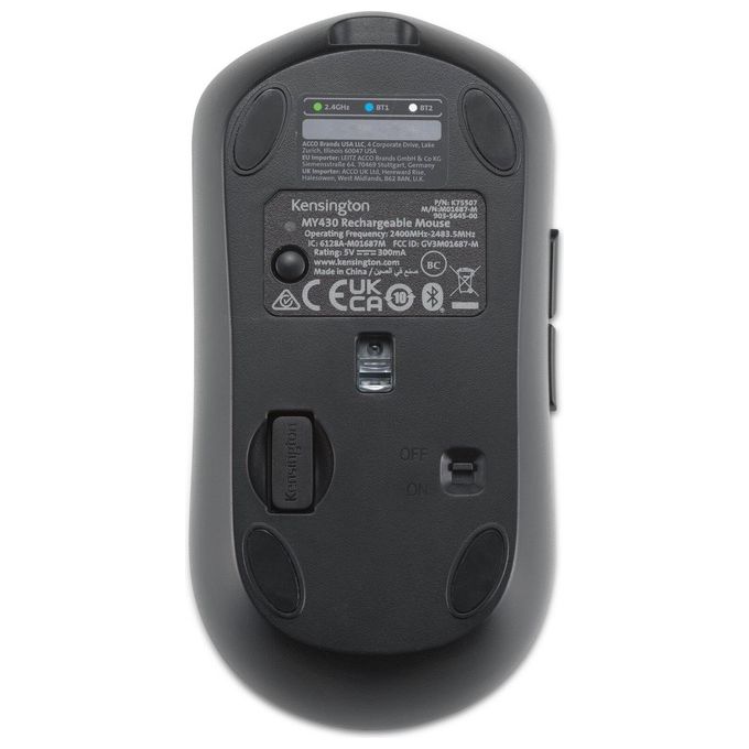 Kensington K75507EU Mouse ricaricabile MY430 EQ 6 pulsanti 2400 DPI connessione wireless Bluetooth USB-C colore Nero