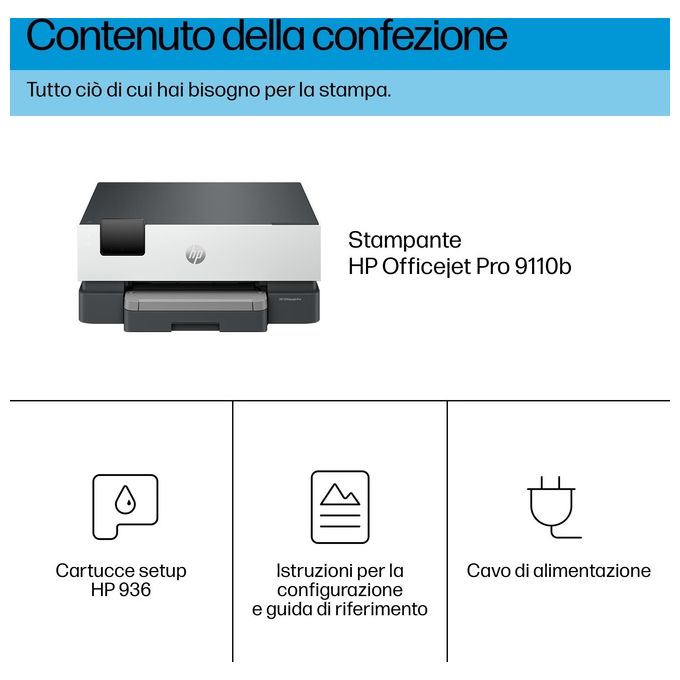 HP 5A0S3B OfficeJet Pro 9110b Stampante Inkjet a Colori Wi-Fi Stampa Fronte Retro 22 ppm USB colore Grigio