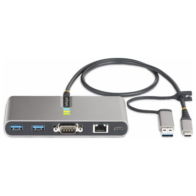 StarTech 5G2A1SGBB-USB-C-HUB Hub USB-C a 2 porte con Ethernet Gb e seriale RS232 FTDI 100W PD 2x USB-A 5Gbps colore Grigio spaziale