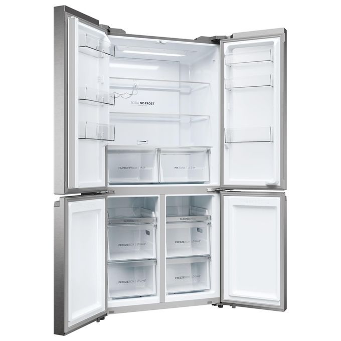 Haier HCR5919ENMP Cube 90 Serie 5 Frigorifero Americano 4 Porte 528 L 190 cm Classe E 38 dB Total No Frost colore Platino Inox