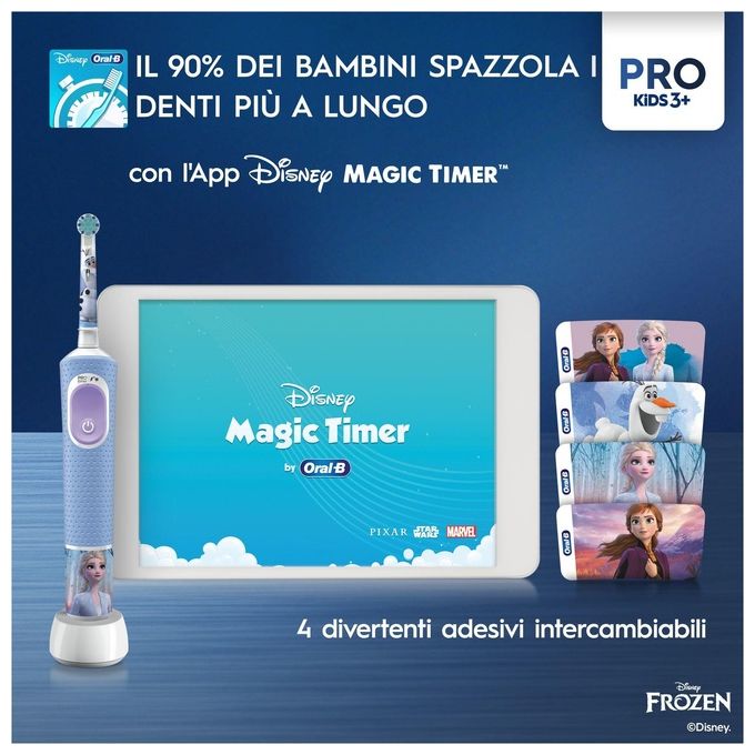 Oral-B 772645 Vitality Pro Kids Frozen Spazzolino elettrico colore Azzurro e Bianco