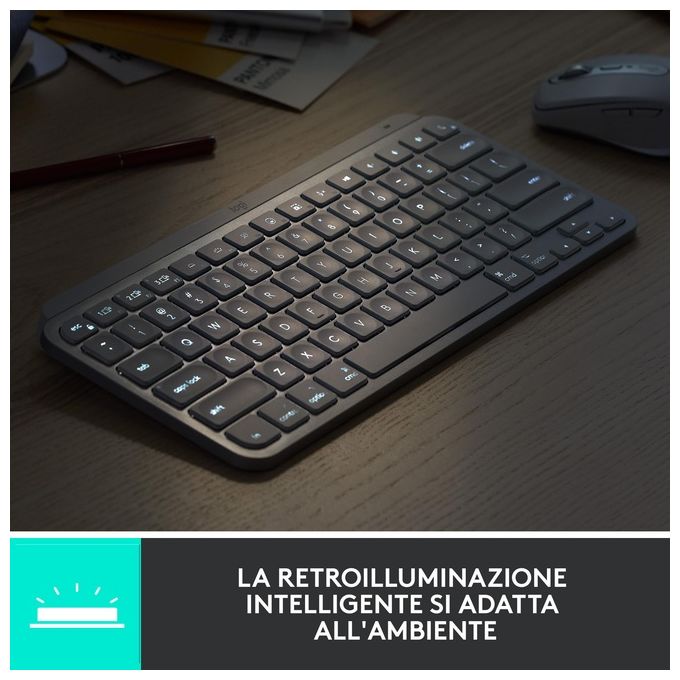 Logitech 920-010602 MX Keys Mini for Business Tastiera Wireless Compatta QWERTY Italiano Retroilluminata Bluetooth Logi Bolt colore Grafite
