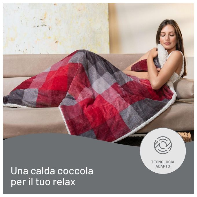 Imetec 16715D CaldoPlaid Adapto Velvet Tartan Plaid Riscaldabile 150W 6 Temperature 160x120 cm Lavabile colore Multicolore