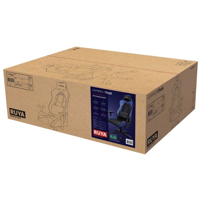 Trust 25131 GXT 714 RUYA Sedia per gaming universale Schienale e braccioli regolabili Pelle sintetica (PU) Legno FSC colore Nero Blu