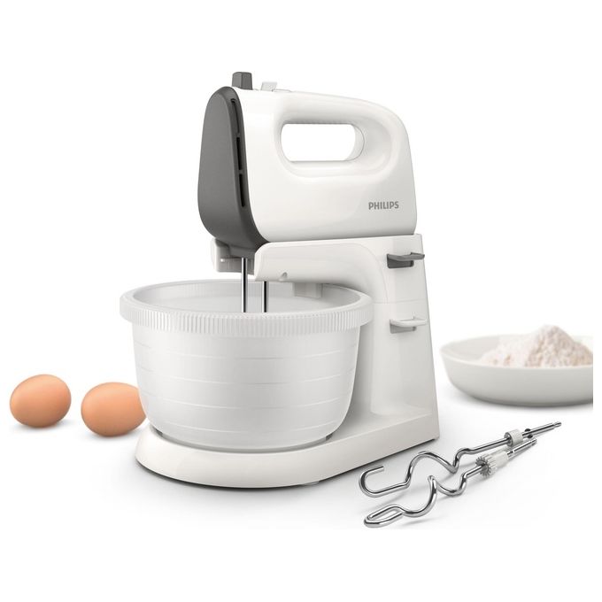 Philips HR3745-00 Viva Collection Sbattitore con base 450 W 5 velocita' Turbo ciotola 3 L fruste coniche colore Bianco