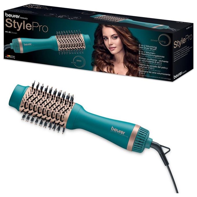Beurer HC 45 Spazzola Asciugacapelli Volumizzante 1000 W Ionica 2 Velocita' 2 Temperature cavo 1,8 m colore Ottanio